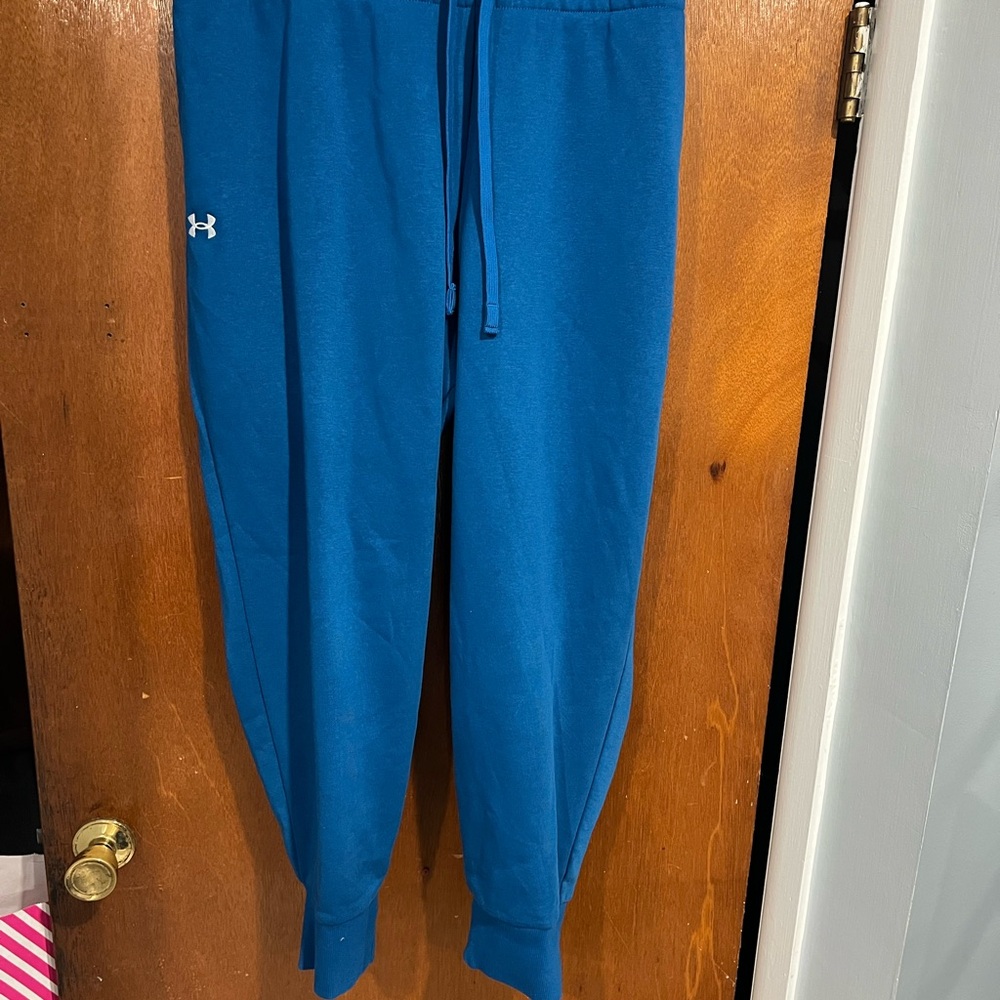 Under Armour Blue Track Pants with Elastic Cuffs and Drawstring